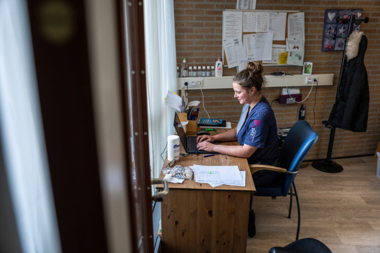 Medewerker aan het werk op de computer